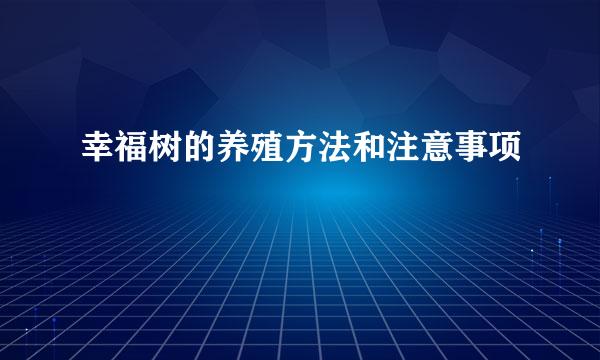 幸福树的养殖方法和注意事项