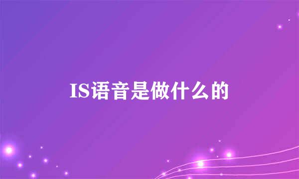 IS语音是做什么的