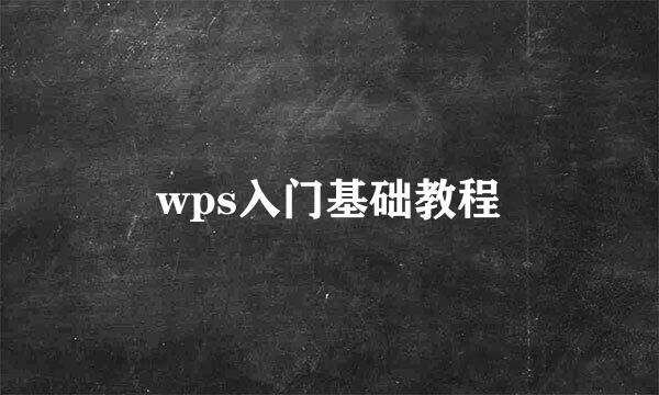 wps入门基础教程