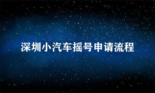 深圳小汽车摇号申请流程