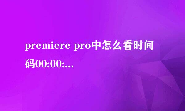 premiere pro中怎么看时间码00:00:00:00？pr