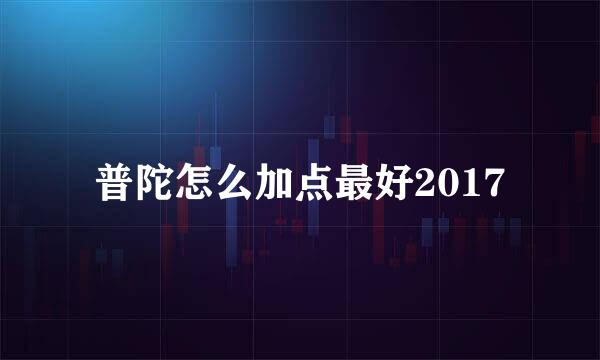 普陀怎么加点最好2017