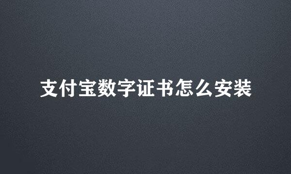 支付宝数字证书怎么安装