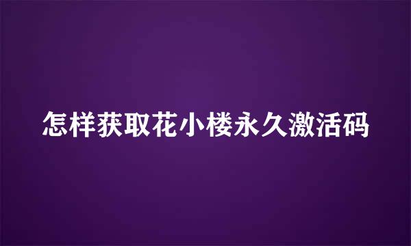 怎样获取花小楼永久激活码