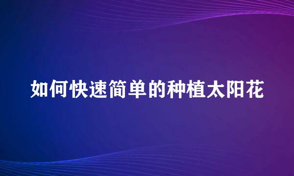 如何快速简单的种植太阳花