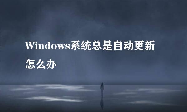 Windows系统总是自动更新怎么办