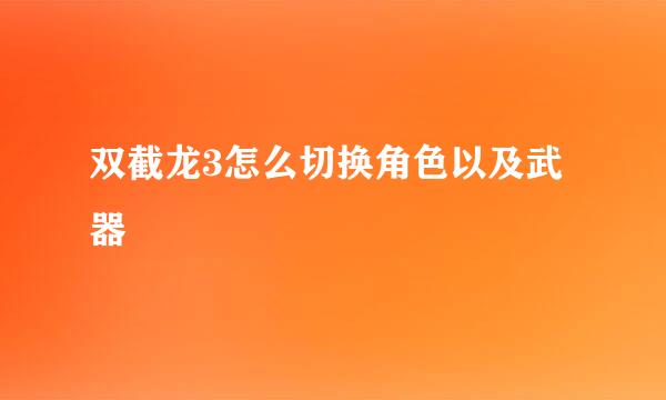 双截龙3怎么切换角色以及武器