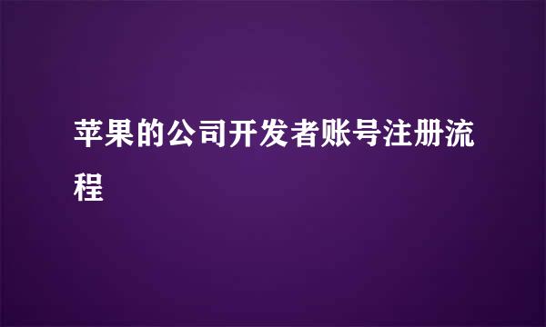 苹果的公司开发者账号注册流程