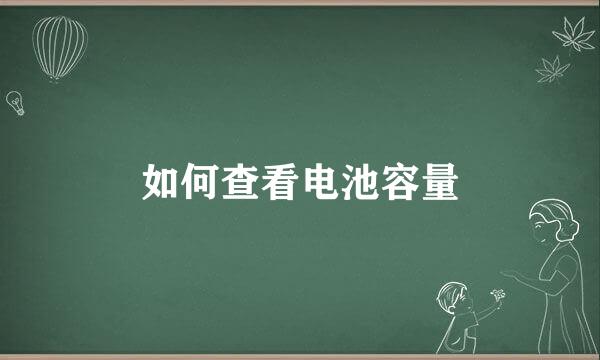 如何查看电池容量