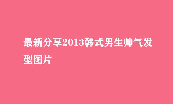 最新分享2013韩式男生帅气发型图片