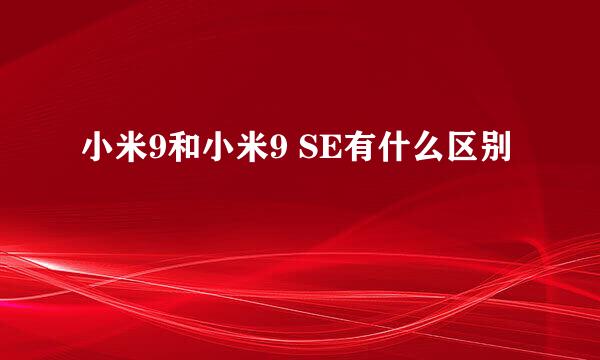 小米9和小米9 SE有什么区别