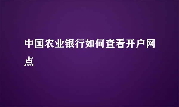 中国农业银行如何查看开户网点