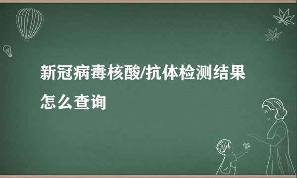 新冠病毒核酸/抗体检测结果怎么查询