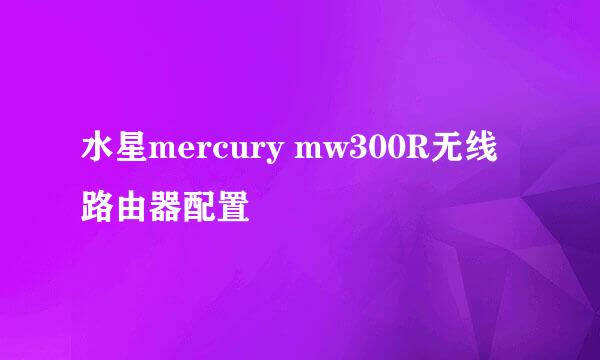 水星mercury mw300R无线路由器配置