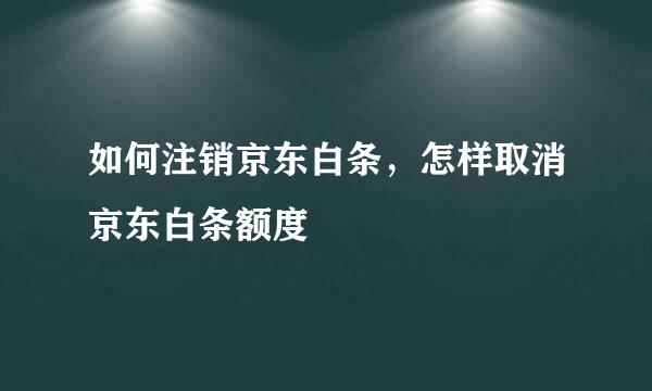 如何注销京东白条，怎样取消京东白条额度