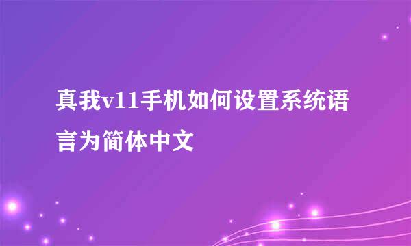 真我v11手机如何设置系统语言为简体中文