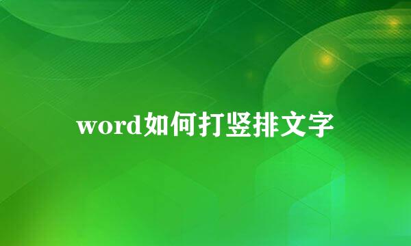 word如何打竖排文字