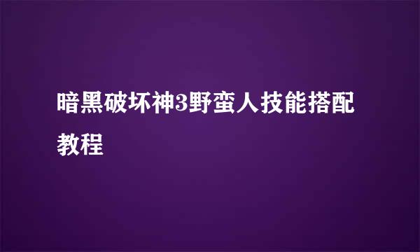 暗黑破坏神3野蛮人技能搭配教程