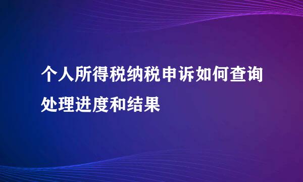 个人所得税纳税申诉如何查询处理进度和结果