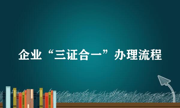 企业“三证合一”办理流程