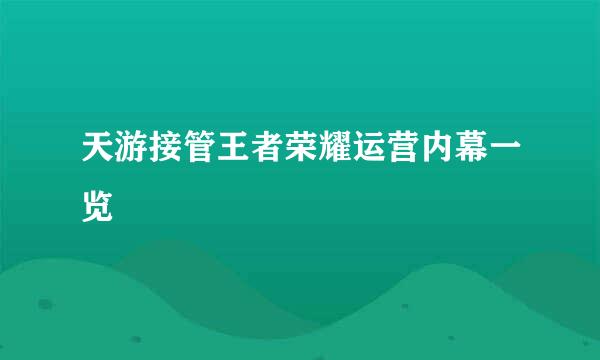 天游接管王者荣耀运营内幕一览