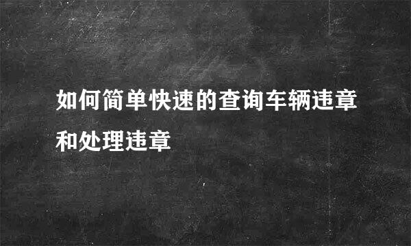 如何简单快速的查询车辆违章和处理违章