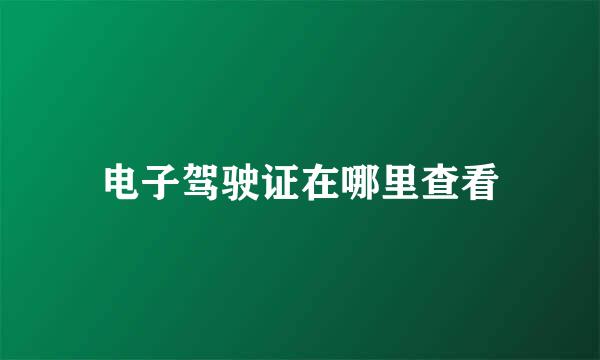 电子驾驶证在哪里查看