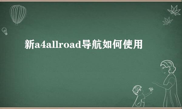 新a4allroad导航如何使用