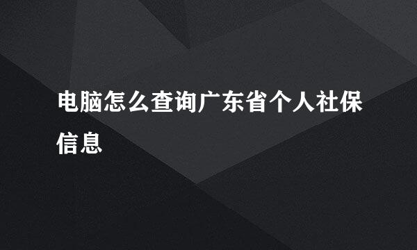 电脑怎么查询广东省个人社保信息