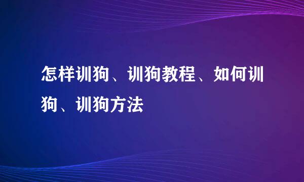 怎样训狗、训狗教程、如何训狗、训狗方法