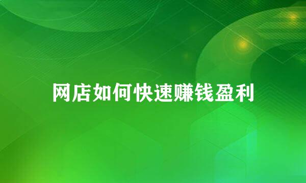 网店如何快速赚钱盈利