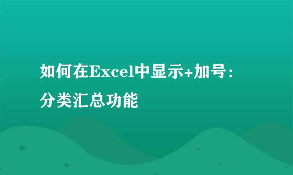 如何在Excel中显示+加号：分类汇总功能