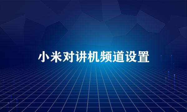 小米对讲机频道设置