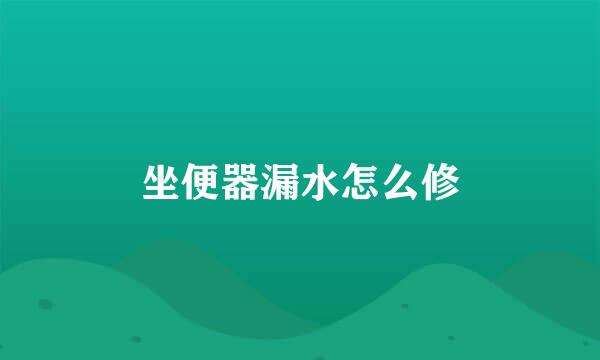 坐便器漏水怎么修