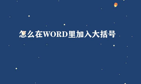 怎么在WORD里加入大括号