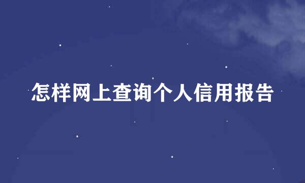 怎样网上查询个人信用报告