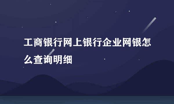 工商银行网上银行企业网银怎么查询明细