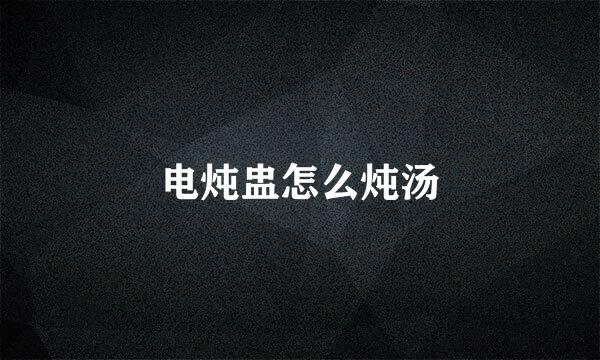 电炖盅怎么炖汤