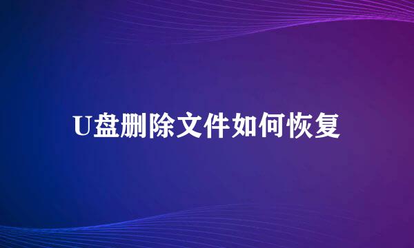 U盘删除文件如何恢复