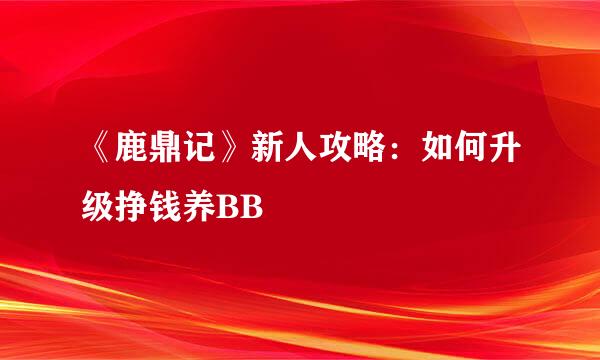 《鹿鼎记》新人攻略：如何升级挣钱养BB