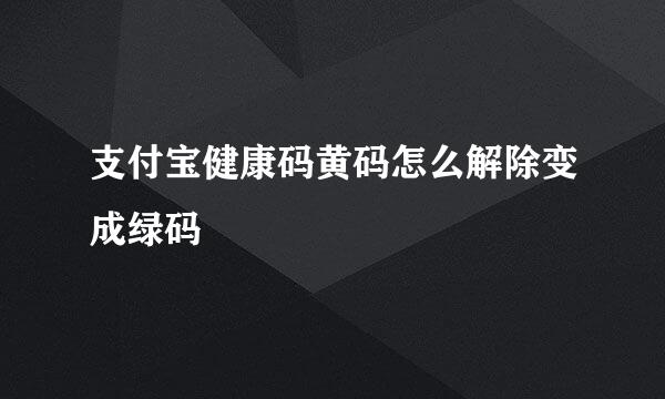 支付宝健康码黄码怎么解除变成绿码