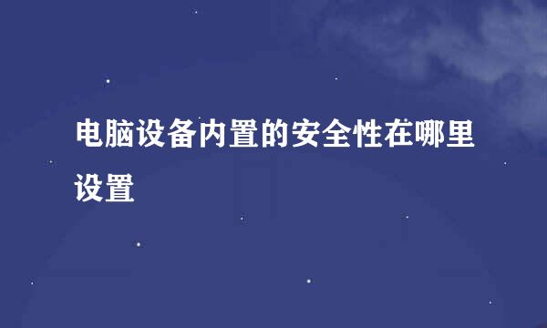 电脑设备内置的安全性在哪里设置