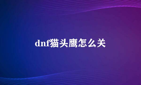 dnf猫头鹰怎么关