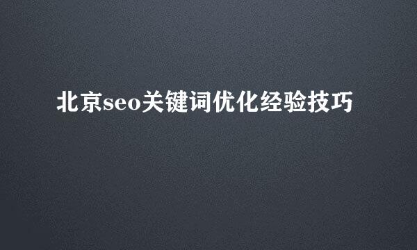 北京seo关键词优化经验技巧