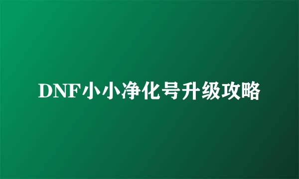 DNF小小净化号升级攻略