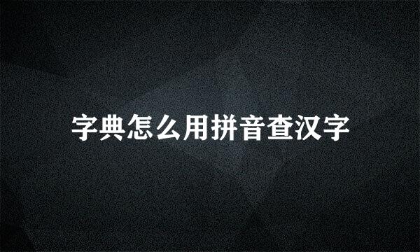 字典怎么用拼音查汉字