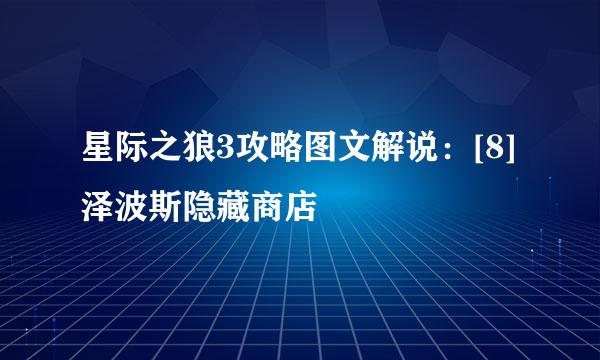 星际之狼3攻略图文解说：[8]泽波斯隐藏商店