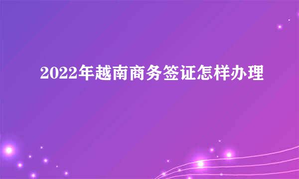 2022年越南商务签证怎样办理