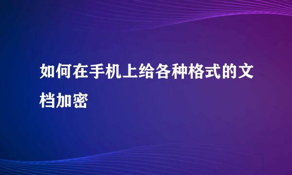 如何在手机上给各种格式的文档加密