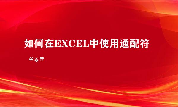 如何在EXCEL中使用通配符“*”